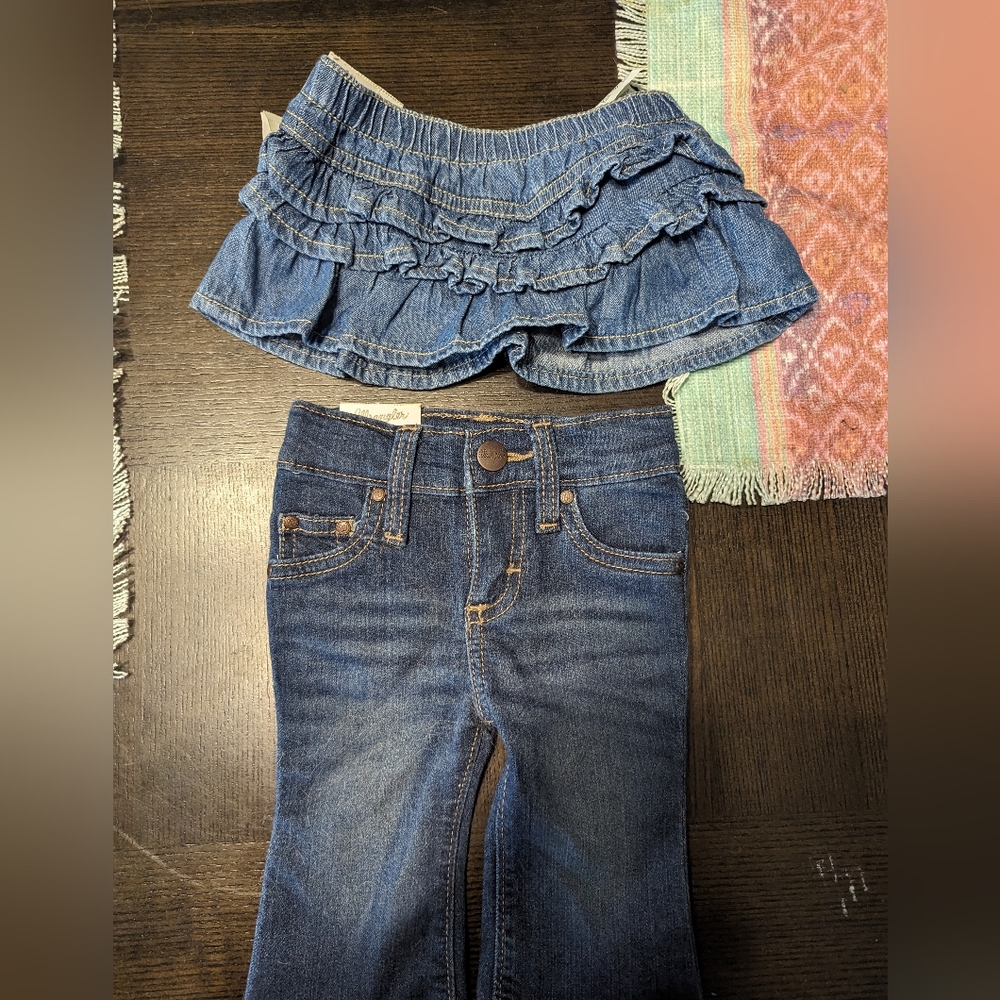 SET Denim Wrangler 0-3 jeans and skirt